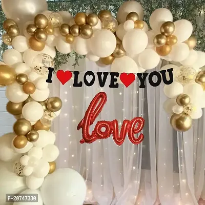 Day Decor Valentines Day Combo Kit - 38 Pcs, I Love You Banner, Balloons For Proposal/Decoration For Party, Curtain And Foil Love Balloon With Balloon Filler Hand Pump Free