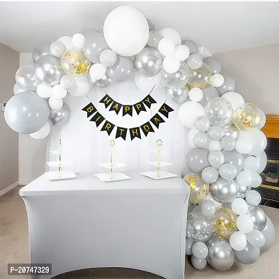 Day Decor Happy Birthday Decoration Balloons Combo Of 59 Pcs, Black Happy Birthday Banner, Confetti Balloons With Combo Pack And Balloon Filler Hand Pump Free-thumb0