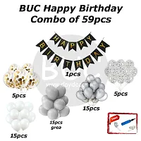 Day Decor Happy Birthday Decoration Balloons Combo Of 59 Pcs, Black Happy Birthday Banner, Confetti Balloons With Combo Pack And Balloon Filler Hand Pump Free-thumb4