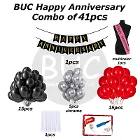 Day Decor Happy Anniversary Combo Kit - 41 Pcs, Anniversary Banner, Multicolor Balloons For Anniversary Decoration Items, Curtain And Multicolor Balloons With Balloon Filler Hand Pump Free-thumb1