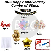 Day Decor Happy Anniversary Combo Kit - 68 Pieces, Confetti Balloon For Anniversary Decoration Items, Red Foil Love Balloon, Curtain And Multicolor Balloons With Balloon Filler Hand Pump Free-thumb3