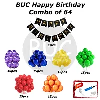 Day Decor Happy Birthday Deconation Ballon Combo Of 64 With Balck  Golden Happy Birthday Banner And Multicolor Balloo ,Happy Birthday Decoration Kit-thumb2