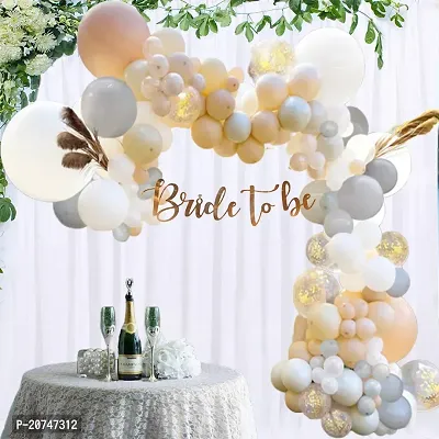 Day Decor Bride To Be Decoration Balloon Combo 55 0Pcs With Golden Bride To Be Banner And Mutlicolor Balloons, Confetti Balloon-thumb0