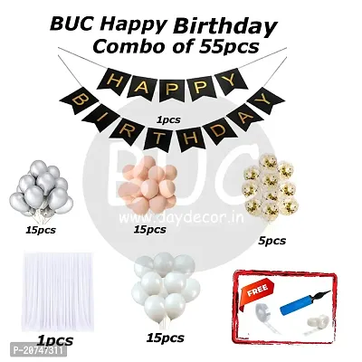 Day Decor Happy Birthday Deconation Ballon Combo Of 55 With Black Happy Birthday Banner And Multicolor Balloo,Confetti Balloon ,Happy Birthday Decoration Kit-thumb4