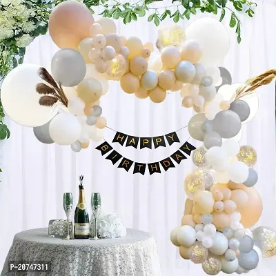 Day Decor Happy Birthday Deconation Ballon Combo Of 55 With Black Happy Birthday Banner And Multicolor Balloo,Confetti Balloon ,Happy Birthday Decoration Kit