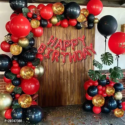 Day Decor Happy Birthday Deconation Ballon Combo Of 60 With Red Happy Birthday Foil And Multicolor Balloon,Confetti Balloon Happy Birthday Decoration Kit