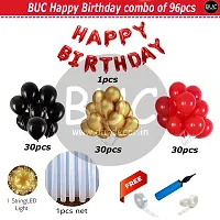 Day Decor Happy Birthday Deconation Ballon Combo Of 96 With Red Happy Birthday Banner And Multicolor Balloon, String Led Light , Happy Birthday Decoration Kit-thumb1