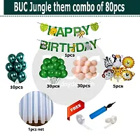 Day Decor Happy Birthday Deconation Ballon Combo Of 80 For Jungle Them With Green Happy Birthday Banner And Multicolor Balloon , Fancy Balloon ,Happy Birthday Decoration Kit-thumb2