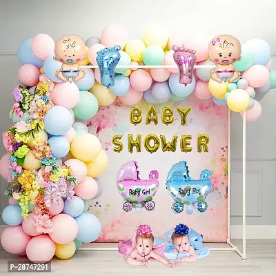 Day Decor Baby Shower Decoration Ballon Combo Set Of 70Pcs With Baby Fiol Balloon And Multicolor Balloon For Pregnancy, Maternity Photoshoot