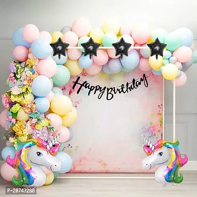 Day Decor Happy Birthday Deconation Ballon Combo Of 40 With Multicolorballoon And Black Foil, Happy Birthday Banner,Happy Birthday Decoration Kit