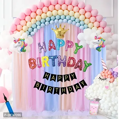 Day Decor Happy Birthday Deconation Ballon Combo Of 38 With Unicorn And Foil, Happy Birthday Banner,Happy Birthday Decoration Kit