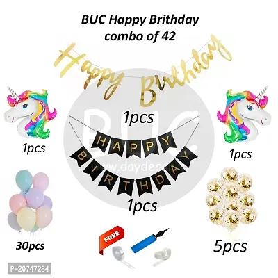 Day Decor Happy Birthday Deconation Ballon Combo Of 42 ,Happy Birthday Banner,5 Pcs White Confetti Balloons,Happy Birthday Decoration Kit-thumb3