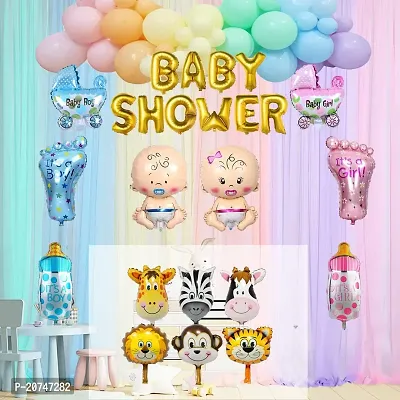 Day Decor Baby Shower Decoration Ballon Combo Set Of 48 Pcs With Baby Shower Banner , Boy And Girl Foil , Mom To Be | Pregnancy, Maternity Photoshoot-thumb0