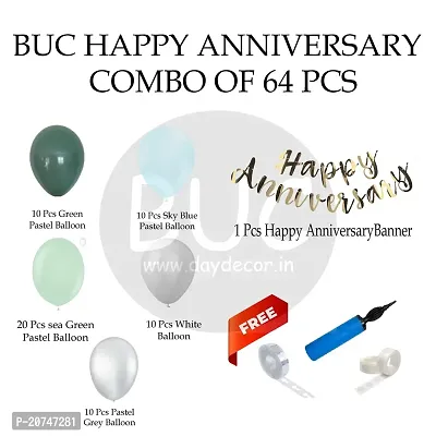 Day Decor Happy Anniversarydecoration Ballon Combo Set Of 64 Pcs With Green And Sky Blue Balloon ,Anniversary Lights For Decoration | Happy Anniversary Banner, Wedding Anniversary Decoration-thumb4