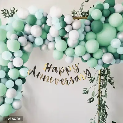 Day Decor Happy Anniversarydecoration Ballon Combo Set Of 64 Pcs With Green And Sky Blue Balloon ,Anniversary Lights For Decoration | Happy Anniversary Banner, Wedding Anniversary Decoration