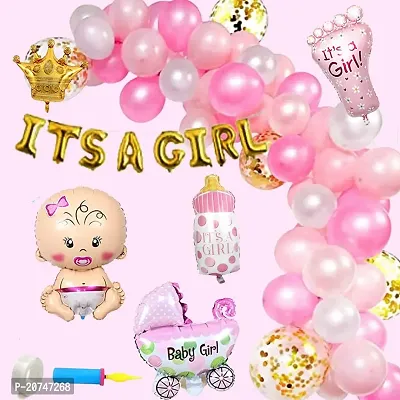 Day Decor Baby Shower Decoration Ballon Combo Set Of 73 Pcs With Metalic Baloon ,Baby Shower Foil Banner , Mom To Be , Baby Showerdecorations Items Prop For Mom To Be | Pregnancy, Maternity Photoshoot-thumb0