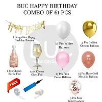 Day Decor Birthday Deconation Ballon Combo Of 61 With Cheers Glass Foil And Golden Chorme Balloon ,Happy Birthday Banner,Metallic Balloons,Happy Birthday Decoration Kit-thumb1