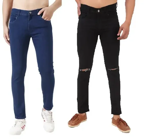 Classic Men Stretchable Denim Jeans, Pack of 2 Combo