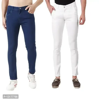 White Denim Mid Rise Jeans For Men Pack of 2