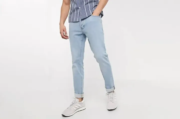 Stylish Polycotton Mid-Rise Jeans For Men