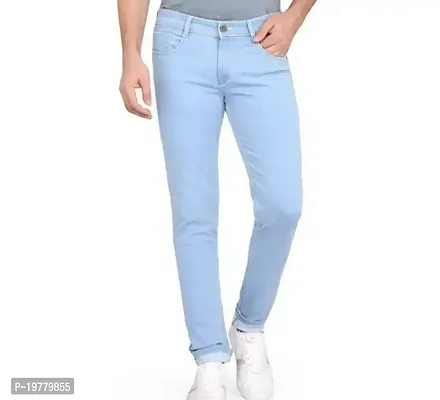 Stylish Blue Polycotton Solid Jeans For Men