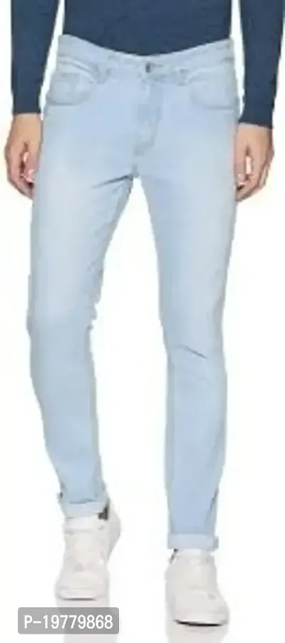 Stylish Blue Polycotton Solid Jeans For Men-thumb0