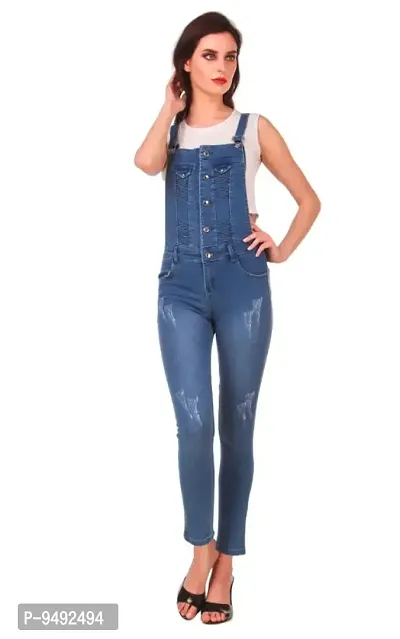 WOMEN BLUE DENIM DUNGAREE \ JUMPSUITS-thumb0