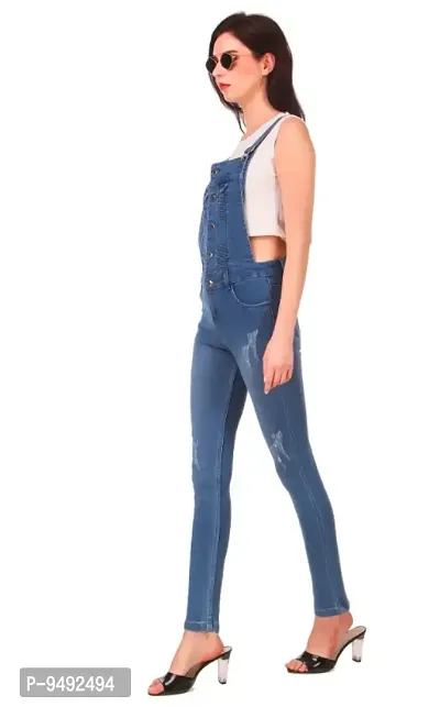 WOMEN BLUE DENIM DUNGAREE \ JUMPSUITS-thumb3