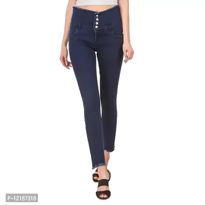Women 4 Button Raw Hem/Fringed Jeans