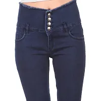 Women 4 Button Raw Hem/Fringed Jeans-thumb2
