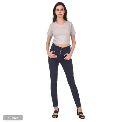 Women 4 Button Raw Hem/Fringed Jeans-thumb4