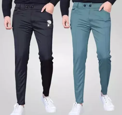 Stylish Modal Mid-Rise Joggers For Men Pack Of 2