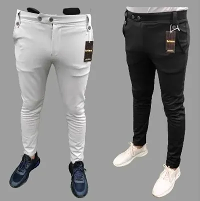 Stylish Men Lycra Casual Trouser Pack of 2