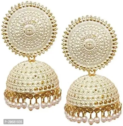 Kundan Jhumka earrings for Girls and Woman (White Color) Alloy Jhumki Earring-thumb0