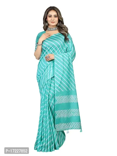 Stylish Silk Cotton SKY Digital Print Saree with Blouse piece