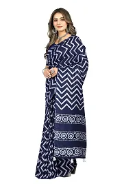 Stylish Silk Cotton BLUE Digital Print Saree with Blouse piece-thumb1