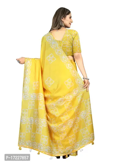 Stylish Silk Cotton YEELOW Digital Print Saree with Blouse piece-thumb4