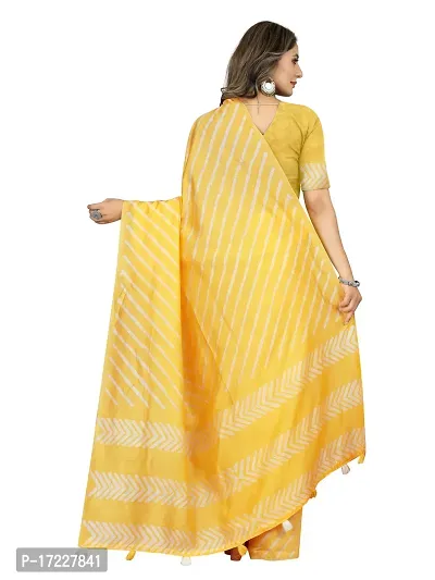 Stylish Silk Cotton YELLOW Digital Print Saree with Blouse piece-thumb4