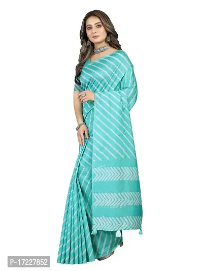 Stylish Silk Cotton SKY Digital Print Saree with Blouse piece-thumb2