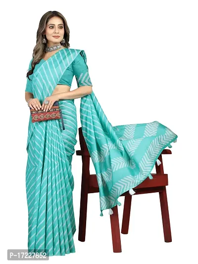 Stylish Silk Cotton SKY Digital Print Saree with Blouse piece-thumb3