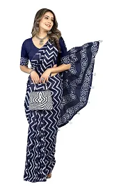 Stylish Silk Cotton BLUE Digital Print Saree with Blouse piece-thumb2