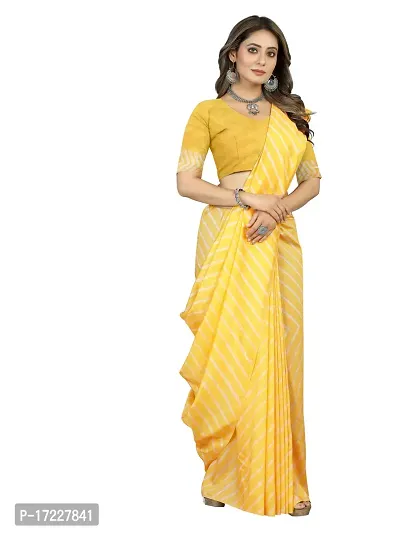 Stylish Silk Cotton YELLOW Digital Print Saree with Blouse piece-thumb3