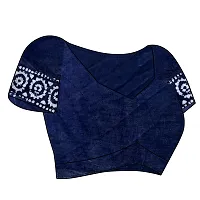 Stylish Silk Cotton BLUE Digital Print Saree with Blouse piece-thumb4