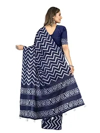 Stylish Silk Cotton BLUE Digital Print Saree with Blouse piece-thumb3