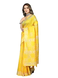 Stylish Silk Cotton YEELOW Digital Print Saree with Blouse piece-thumb1