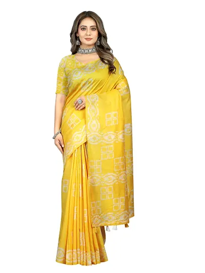 Fancy Silk Blend Saree With Blouse Piece For Women