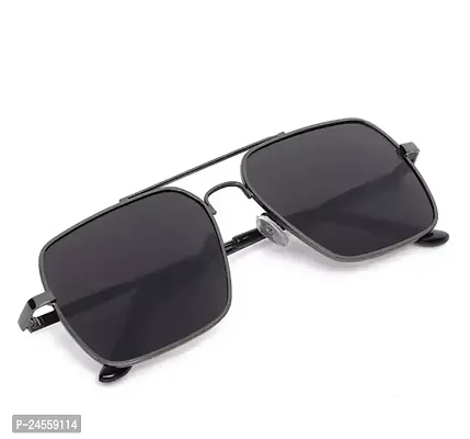 Fabulous Black Metal Rectangle Sunglasses For Men And Women-thumb0