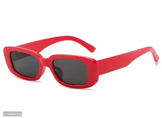 Fabulous Red Plastic Rectangle Sunglasses For Men And Women-thumb0