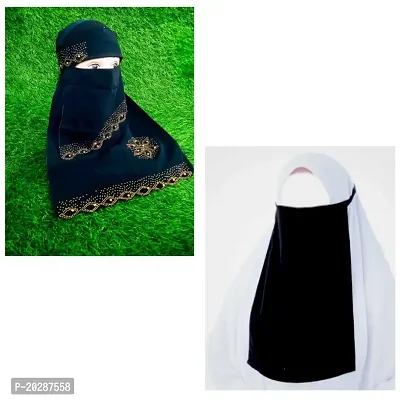 PACK OF 2 BLACK NIQAB DIAMOND WARK AND HAF NIQAB-thumb0