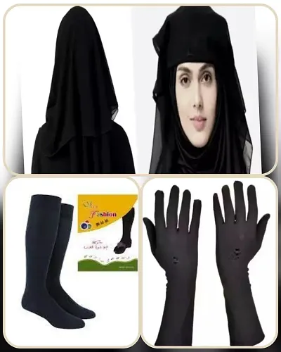 4 layer niqab hand gloves lag socks muslim women abaya (chiffon)